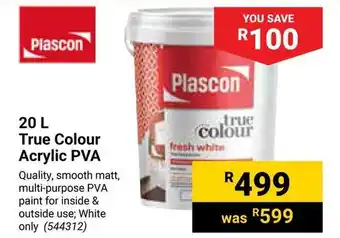 Builders Warehouse Plascon True Colour Acrylic PVA offer
