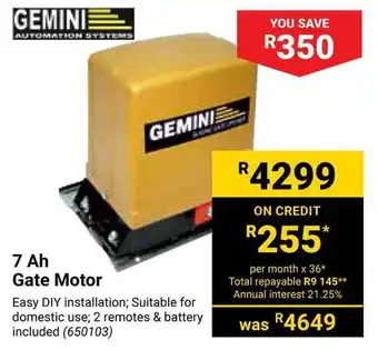 Builders Warehouse Gemini 7 Ah Gate Motor offer