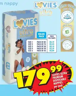 Shoprite Lovies ultra premium disposable nappies offer