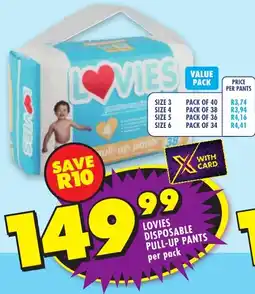 Shoprite Lovies disposable pull-up pants offer