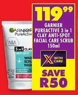 Shoprite Garnief pureactive 3 in 1 clay anti-spot facial care scrub offer