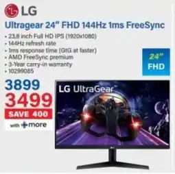 Incredible Connection LG Ultragear 24" FHD 144Hz 1ms FreeSync offer
