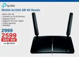 Incredible Connection Tp-link Mr600 Ac1200 GB 4G Router offer