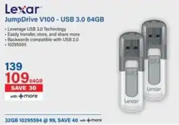 Incredible Connection Lexar JumpDrive V100 USB 3.0 64GB offer