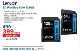 Incredible Connection Lexar SD Pro Blue 800x 128GB offer