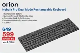 Incredible Connection Orion Nebula Pro Dual Mode Rechargeable Keyboard offer