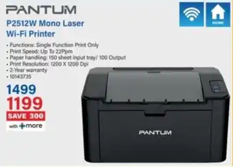 Incredible Connection PANTUM P2512W Mono Laser Wi-Fi Printer offer
