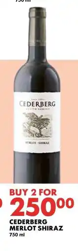Woolworths CEDERBERG Merlot/Shiraz offer