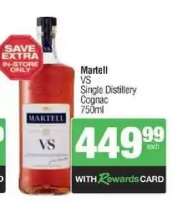Spar Tops Martell VS Single Distillery Cognac 750ml offer