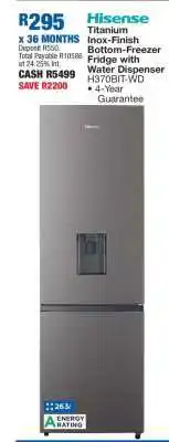 OK Furniture Hisense Titanium Inox-Finish Bottom-Freezer Fridge with Water Dispenser H370BIT-WD offer