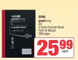 Spar SPAR goodliving A4 3 Quire Counter Book offer