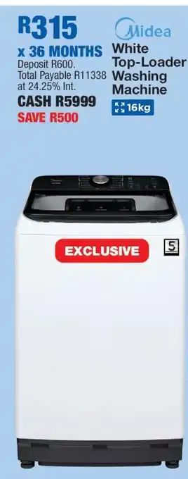 OK Furniture Midea White Top-Loader Washing Machine offer