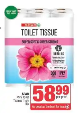 Spar SPAR Mini Toilet Tissues 1 ply 18s offer