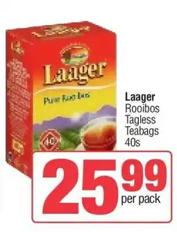 Spar Laager Rooibos Tagless Teabags 40s offer