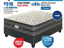 OK Furniture 152cm Komati Base Set offer