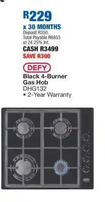 OK Furniture DEFY Black 4-Burner Gas Hob offer