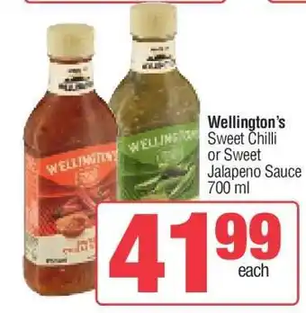 Spar Wellington's Sweet Chilli or Sweet Jalapeno Sauce offer