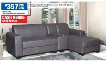 OK Furniture 2-Division Tracy Corner Chaise Lounge Suite with Console offer