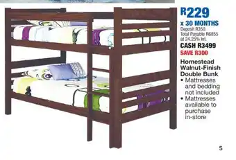 OK Furniture Homestead Walnut-Finish Double Bunk offer