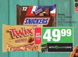 Spar Bounty, Mars, Snickers or Twix Mini Chocolate Bars offer
