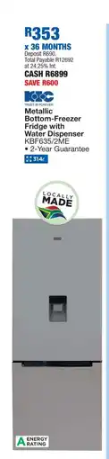 OK Furniture KIC Metallic Bottom-Freezer Fridge with Water Dispenser offer