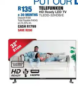 OK Furniture TELEFUNKEN HD Ready LED TV TLEDD-32HDB/E offer