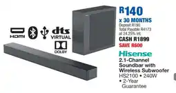 OK Furniture Hisense 2.1 Channel Soundbar With Wireless Subwoofer offer