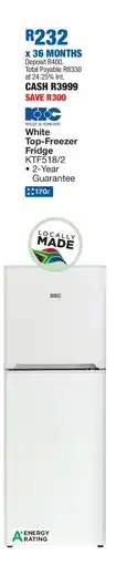 OK Furniture White Top-Freezer Fridge offer
