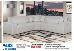 OK Furniture 3-Piece Montego Corner Lounge Suite offer