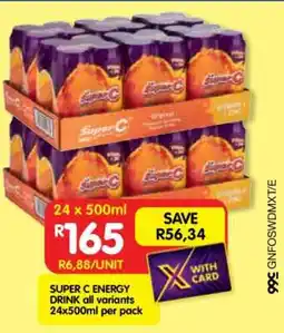 Shoprite SUPER C ENERGY DRINK all variants 24x500ml per pack offer
