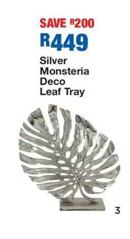 OK Furniture Silver Monstera Deco Leaf Tray offer
