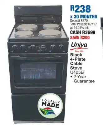 OK Furniture Univa Black 4-Plate Cable Stove U405B offer