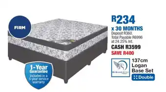 OK Furniture 137cm Logan Base Set offer