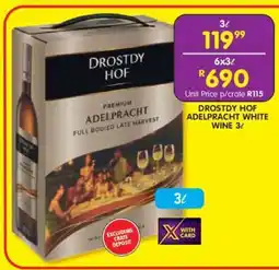 Shoprite DROSTDY HOF ADELPRACHT WHITE WINE 3ℓ offer