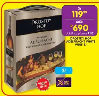 Shoprite DROSTDY HOF ADELPRACHT WHITE WINE 3ℓ offer
