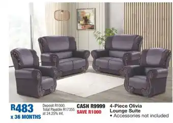 OK Furniture 4-Piece Olivia Lounge Suite offer