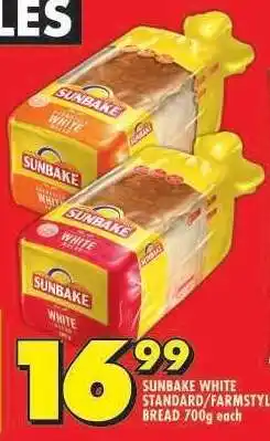 Shoprite SUNBAKE WHITE STANDARD/FARMSTYLE BREAD 700g offer