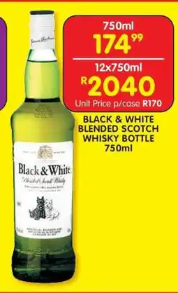 Shoprite BLACK & WHITE BLENDED SCOTCH WHISKY BOTTLE 750ml offer