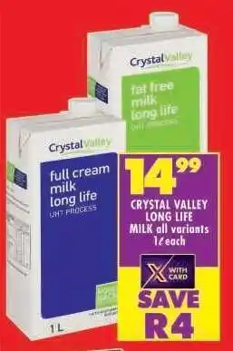Shoprite CRYSTAL VALLEY LONG LIFE MILK all variants offer