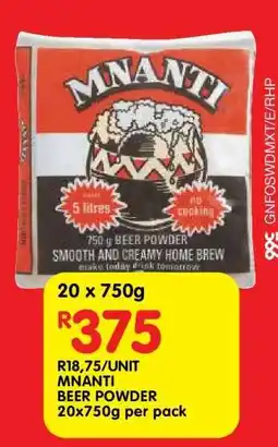 Shoprite MNANTI BEER POWDER 20x750g per pack offer