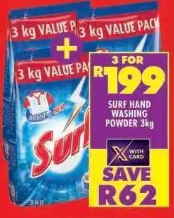 Shoprite Surf Hand Washing Powder-3kg offer