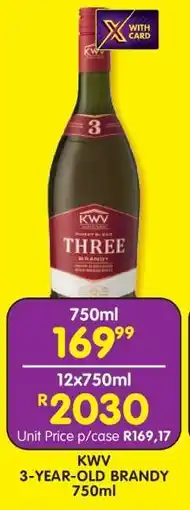 Shoprite KWV 3-Year Old Brandy 750ml offer