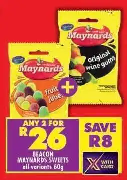 Shoprite BEACON MAYNARDS SWEETS all variants 60g offer