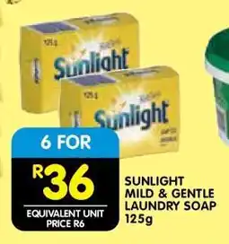 Shoprite SUNLIGHT MILD & GENTLE LAUNDRY SOAP 125g offer