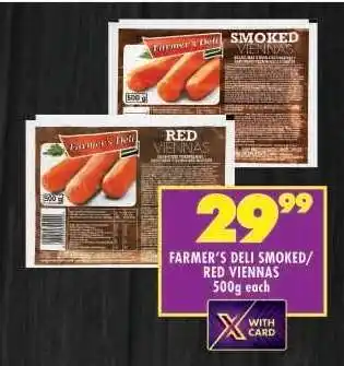Shoprite FARMER'S DELI SMOKED/RED VIENNAS offer