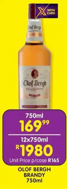 Shoprite Olof Bergh Brandy 750ml offer
