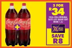 Shoprite Coca-Cola Original Taste Less Sugar Soft Drink, 1.5L offer
