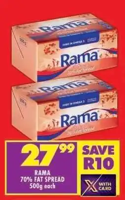 Shoprite RAMA 70% FAT SPREAD 500g each offer