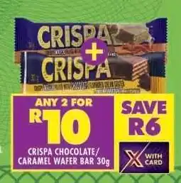 Shoprite CRISPA CHOCOLATE/CARAMEL WAFER BAR 30g offer