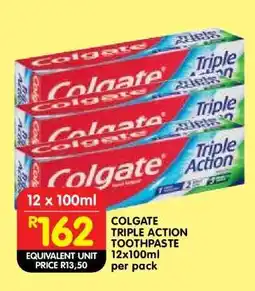 Shoprite COLGATE TRIPLE ACTION TOOTHPASTE 12x100ml per pack offer